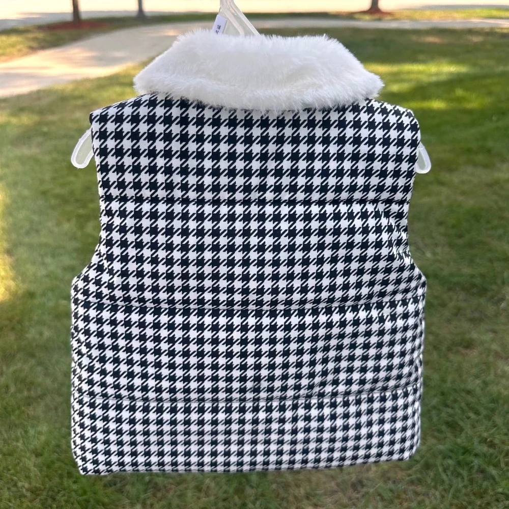 Kids Headquarters Baby Girl Houndstooth Faux Fur Puffer Vest Size 12 Months NWT